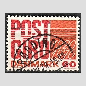 FRIMRKER DANMARK | 1970 - AFA 493 - Postgirotjenesten 50 r - 60 re rd/gulorange - Pragt Stemplet Rdding