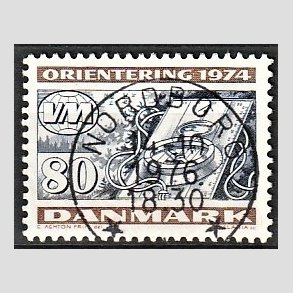 FRIM�RKER DANMARK | 1974 - AFA 576 - Orienteringsl�b WM - 80 �re flerfarvet - Pragt Stemplet