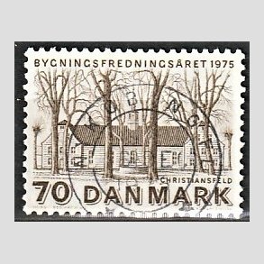FRIM�RKER DANMARK | 1975 - AFA 591 - Bygningsfredning - 70 �re brun - Pragt Stemplet