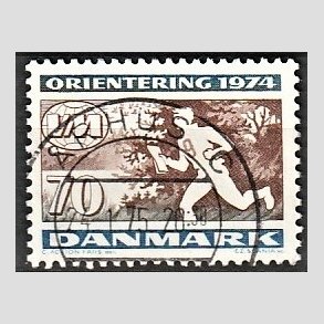 FRIM�RKER DANMARK | 1974 - AFA 575 - Orienteringsl�b WM - 70 �re flerfarvet - Pragt Stemplet �rhus C