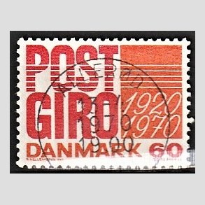 FRIMRKER DANMARK | 1970 - AFA 493 - Postgirotjenesten 50 r - 60 re rd/gulorange - Pragt Stemplet Allerd