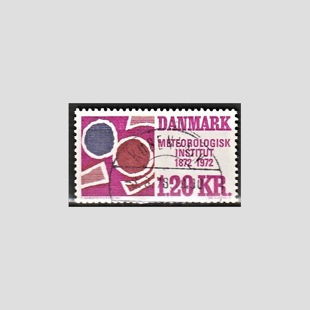 FRIMRKER DANMARK | 1972 - AFA 523 - Meterologisk Institut 100 r - 1,20 Kr. rdviolet/rdbrun/bl - Lux Stemplet