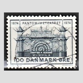 FRIM�RKER DANMARK | 1974 - AFA 565 - Pantomimeteateret 100 �r - 100 �re bl� - Pragt Stemplet