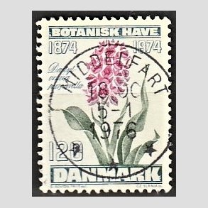 FRIM�RKER DANMARK | 1974 - AFA 578 - Botanisk Have 100 �r. - 120 �re bl�gr�n/violet/gr�n - Pragt Stemplet Middelfart