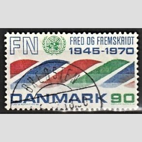 FRIM�RKER DANMARK | 1970 - AFA 507 - FN 25 �r. - 90 r�d/bl�/gr�n - Pragt Stemplet Bredsten