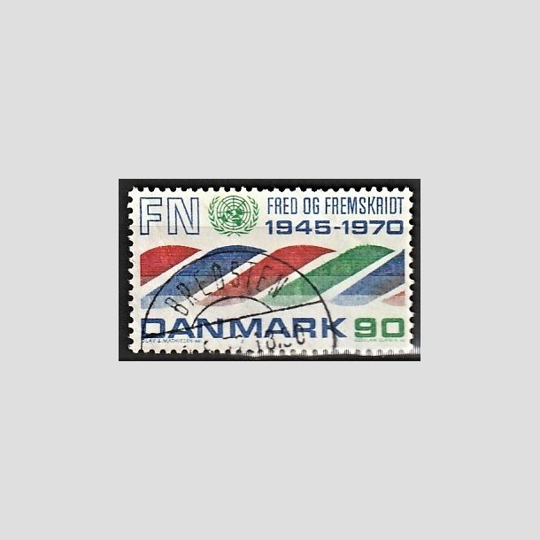 FRIMRKER DANMARK | 1970 - AFA 507 - FN 25 r. - 90 rd/bl/grn - Pragt Stemplet Bredsten