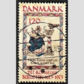 FRIMRKER DANMARK | 1973 - AFA 550 - Det Kongelige Bibliotek 300 r - 120 re beige/brun/bl/rd - Pragt Stemplet Fakse