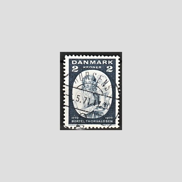 FRIMRKER DANMARK | 1970 - AFA 508 - Bertel Thorvaldsen - 2 Kr. bl - Lux Stemplet