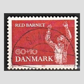 FRIMRKER DANMARK | 1970 - AFA 495 - Red Barnet 25 r - 60 + 10 re rd - Lux Stemplet