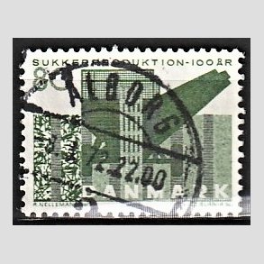FRIM�RKER DANMARK | 1971 - AFA 521 - Sukkerproduktion - 80 �re gr�n - Lux Stemplet
