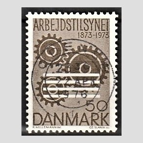FRIM�RKER DANMARK | 1973 - AFA 543 - Arbejderbeskyttelse - 50 �re brun - Pragt Stemplet