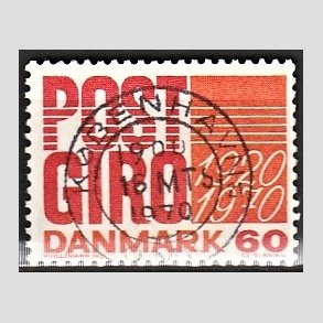FRIMRKER DANMARK | 1970 - AFA 493 - Postgirotjenesten 50 r - 60 re rd/gulorange - Pragt Stemplet Kbenhavn