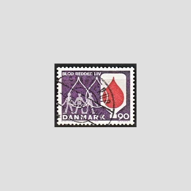 FRIMRKER DANMARK | 1974 - AFA 558 - Bloddonorsagen - 90 re violet/rd - Pragt Stemplet