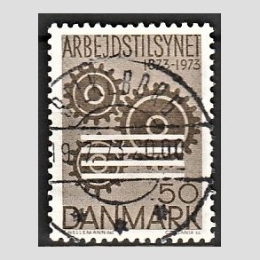 FRIM�RKER DANMARK | 1973 - AFA 543 - Arbejderbeskyttelse - 50 �re brun - Pragt Stemplet