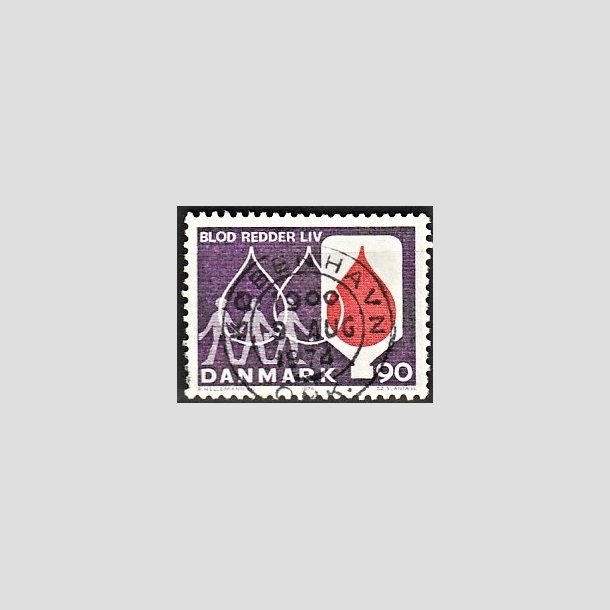 FRIMRKER DANMARK | 1974 - AFA 558 - Bloddonorsagen - 90 re violet/rd - Pragt Stemplet