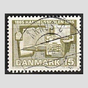FRIM�RKER DANMARK | 1965 - AFA 429 - �rhus Handelsskole 100 �r - 15 �re olivgr�n - Lux Stemplet �rhus C