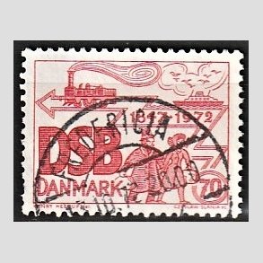 FRIM�RKER DANMARK | 1972 - AFA 525 - D.S.B 125 �r - 70 �re r�d - Pragt Stemplet Fredericia