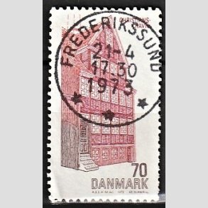 FRIM�RKER DANMARK | 1972 - AFA 540 - Dansk bygningskunst - 70 �re r�d/brun/brunr�d - Pragt Stemplet Frederikssund