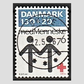 FRIMRKER DANMARK | 1976 - AFA 612 - Dansk Rde Kors 100 r. - 130 + 20 re bl/rd/sort - Lux Stemplet