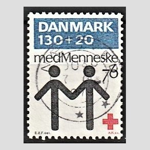 FRIMRKER DANMARK | 1976 - AFA 612 - Dansk Rde Kors 100 r. - 130 + 20 re bl/rd/sort - Lux Stemplet