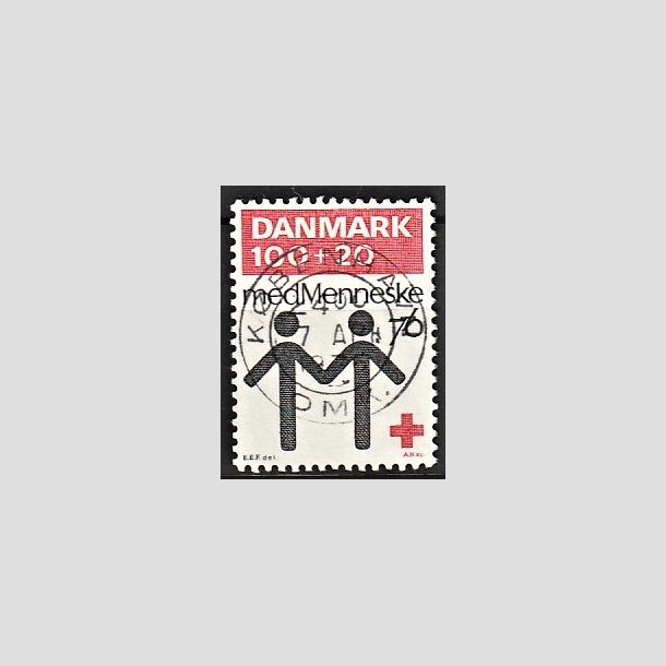 FRIMRKER DANMARK | 1976 - AFA 611 - Dansk Rde Kors 100 r. - 100 + 20 re rd/sort - Lux Stemplet