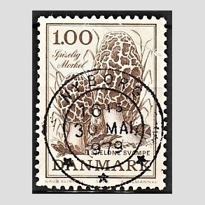 FRIM�RKER DANMARK | 1978 - AFA 669 - Sj�ldne svampe - 1,00 Kr. brun - Pragt Stemplet Nyborg