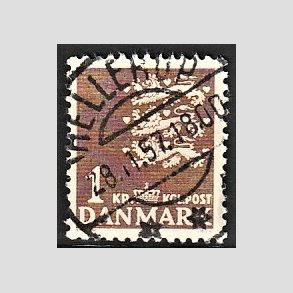FRIMRKER DANMARK | 1946-47 - AFA 293 - Rigsvben 1,00 Kr. brun - Lux Stemplet Hellerup