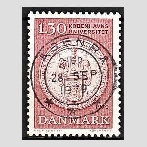 FRIM�RKER DANMARK | 1979 - AFA 673 - K�benhavns Universitet 500 �r - 1,30 Kr. r�d - Pragt Stemplet