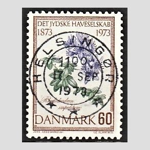 FRIM�RKER DANMARK | 1973 - AFA 545 - Jydske Haveselskab 100 �r - 60 �re dybviolet/gr�n/brun - Pragt Stemplet Helsing�r