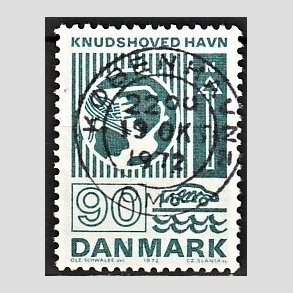 FRIM�RKER DANMARK | 1972 - AFA 537 - Trafiktekniske anl�g - 90 �re bl�gr�n - Pragt Stemplet