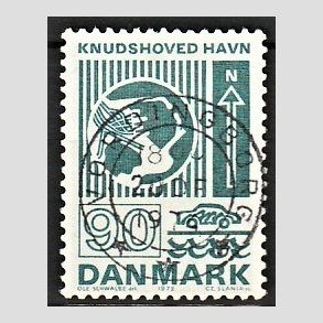 FRIM�RKER DANMARK | 1972 - AFA 537 - Trafiktekniske anl�g - 90 �re bl�gr�n - Pragt Stemplet Vordingborg