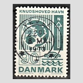 FRIM�RKER DANMARK | 1972 - AFA 537 - Trafiktekniske anl�g - 90 �re bl�gr�n - Pragt Stemplet Vejle