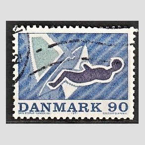 FRIMRKER DANMARK | 1971 - AFA 519 - Sportsudgave - 90 re bl/brunviolet/grn - Alm. god gennemsnitskvalitet - Stemplet (Photo eksempel)