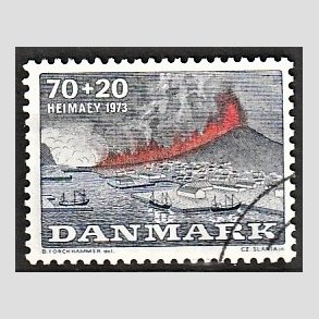 FRIMRKER DANMARK | 1973 - AFA 549 - Heimay vulkanudbrud - 70 + 20 re bl/gr/rd - Alm. god gennemsnitskvalitet - Stemplet (Photo eksempel)