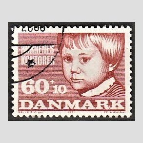 FRIMRKER DANMARK | 1971 - AFA 512 - Brnenes kontor - 60 + 10 re brunrd - Alm. god gennemsnitskvalitet - Stemplet (Photo eksempel)