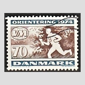 FRIMRKER DANMARK | 1974 - AFA 575 - Orienteringslb WM - 70 re flerfarvet - Alm. god gennemsnitskvalitet - Stemplet (Photo eksempel)