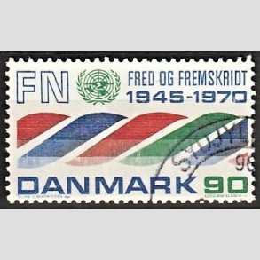 FRIMRKER DANMARK | 1970 - AFA 507 - FN 25 r. - 90 rd/bl/grn - Alm. god gennemsnitskvalitet - Stemplet (Photo eksempel)