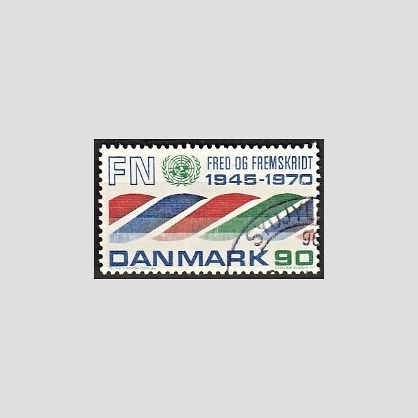 FRIMRKER DANMARK | 1970 - AFA 507 - FN 25 r. - 90 rd/bl/grn - Alm. god gennemsnitskvalitet - Stemplet (Photo eksempel)