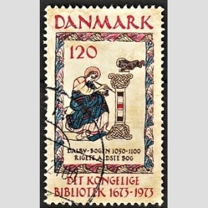 FRIMRKER DANMARK | 1973 - AFA 550 - Det Kongelige Bibliotek 300 r - 120 re beige/brun/bl/rd - Alm. god gennemsnitskvalitet - Stemplet (Photo eksempel)