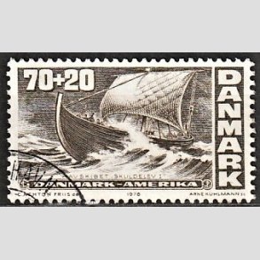 FRIMRKER DANMARK | 1976 - AFA 607 - Amerikanske uafhngighedserklring - 70 + 20 re brun - Alm. god gennemsnitskvalitet - Stemplet (Photo eksempel)