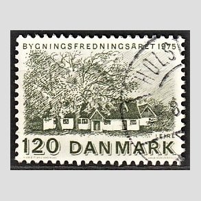 FRIMRKER DANMARK | 1975 - AFA 592 - Bygningsfredning - 120 re grn - Alm. god gennemsnitskvalitet - Stemplet (Photo eksempel)