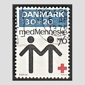 FRIMRKER DANMARK | 1976 - AFA 612 - Dansk Rde Kors 100 r. - 130 + 20 re bl/rd/sort - Alm. god gennemsnitskvalitet - Stemplet (Photo eksempel)