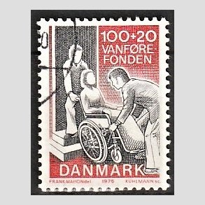 FRIMRKER DANMARK | 1976 - AFA 623 - Vanfrefonden - 100 + 20 re rd/sort - Alm. god gennemsnitskvalitet - Stemplet (Photo eksempel)