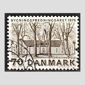 FRIMRKER DANMARK | 1975 - AFA 591 - Bygningsfredning - 70 re brun - Alm. god gennemsnitskvalitet - Stemplet (Photo eksempel)