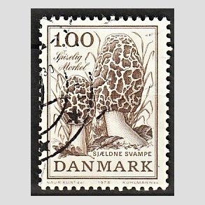 FRIMRKER DANMARK | 1978 - AFA 669 - Sjldne svampe - 1,00 Kr. brun - Alm. god gennemsnitskvalitet - Stemplet (Photo eksempel)