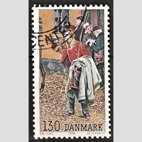 FRIMRKER DANMARK | 1976 - AFA 624 - Hafnia 76 Postillon med posthorn - 130 re flerfarvet - Alm. god gennemsnitskvalitet - Stemplet (Photo eksempel)