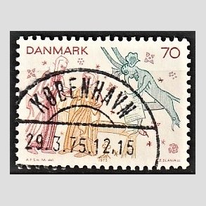 FRIM�RKER DANMARK | 1973 - AFA 552 - Kalkmalerier - 70 �re flerfarvet - Pragt Stemplet