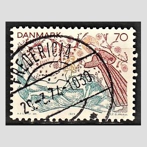 FRIM�RKER DANMARK | 1973 - AFA 556 - Kalkmalerier - 70 �re flerfarvet - Pragt Stemplet