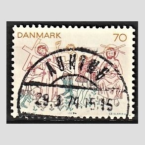 FRIM�RKER DANMARK | 1973 - AFA 555 - Kalkmalerier - 70 �re flerfarvet - Pragt Stemplet