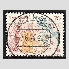 FRIM�RKER DANMARK | 1973 - AFA 552 - Kalkmalerier - 70 �re flerfarvet - Pragt Stemplet